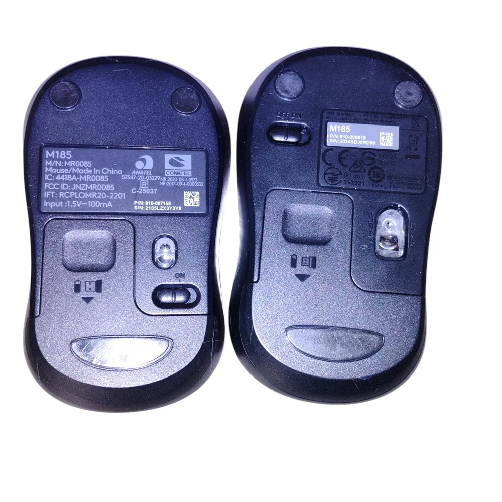 Logitech M185 Wireless Mouse Pair - Black & Red w/USB plugs